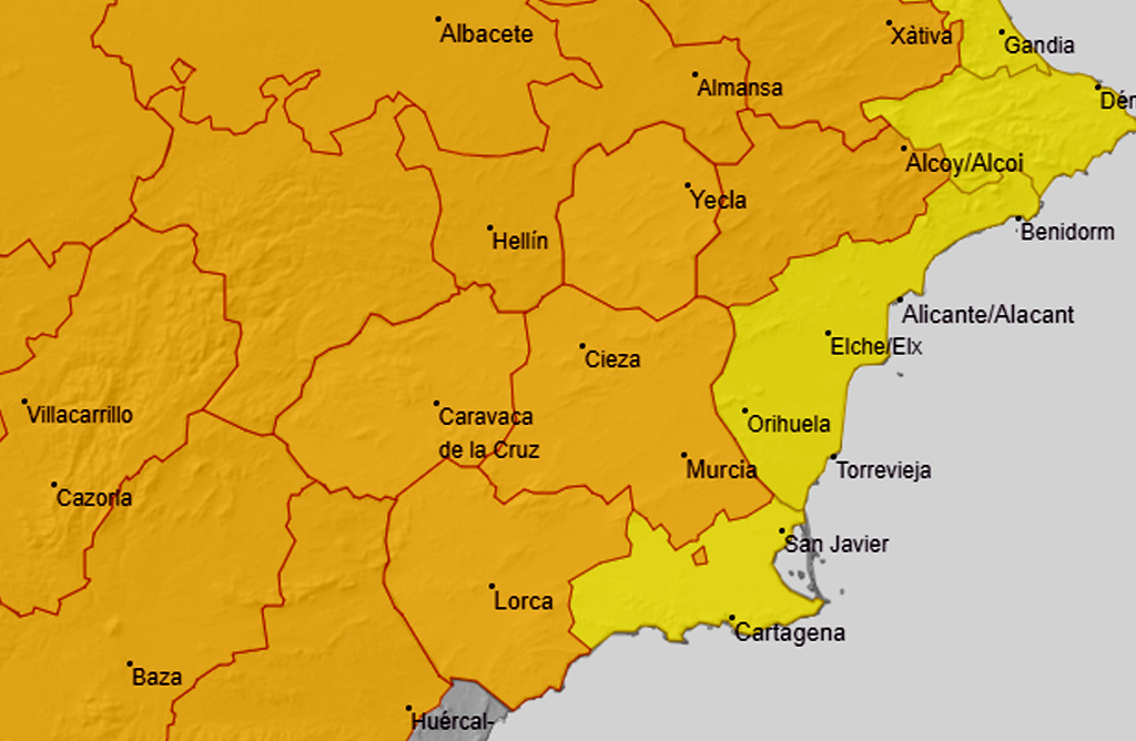 Maana se podrn alcanzar los 44 grados en algunos puntos del Valle del Guadalentn